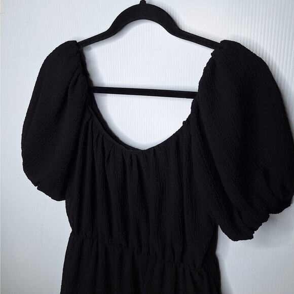 ASTR The Label Smocked Tiered Dress Midi Peasant Puff Sleeve Cottage Medium - Picture 4 of 11